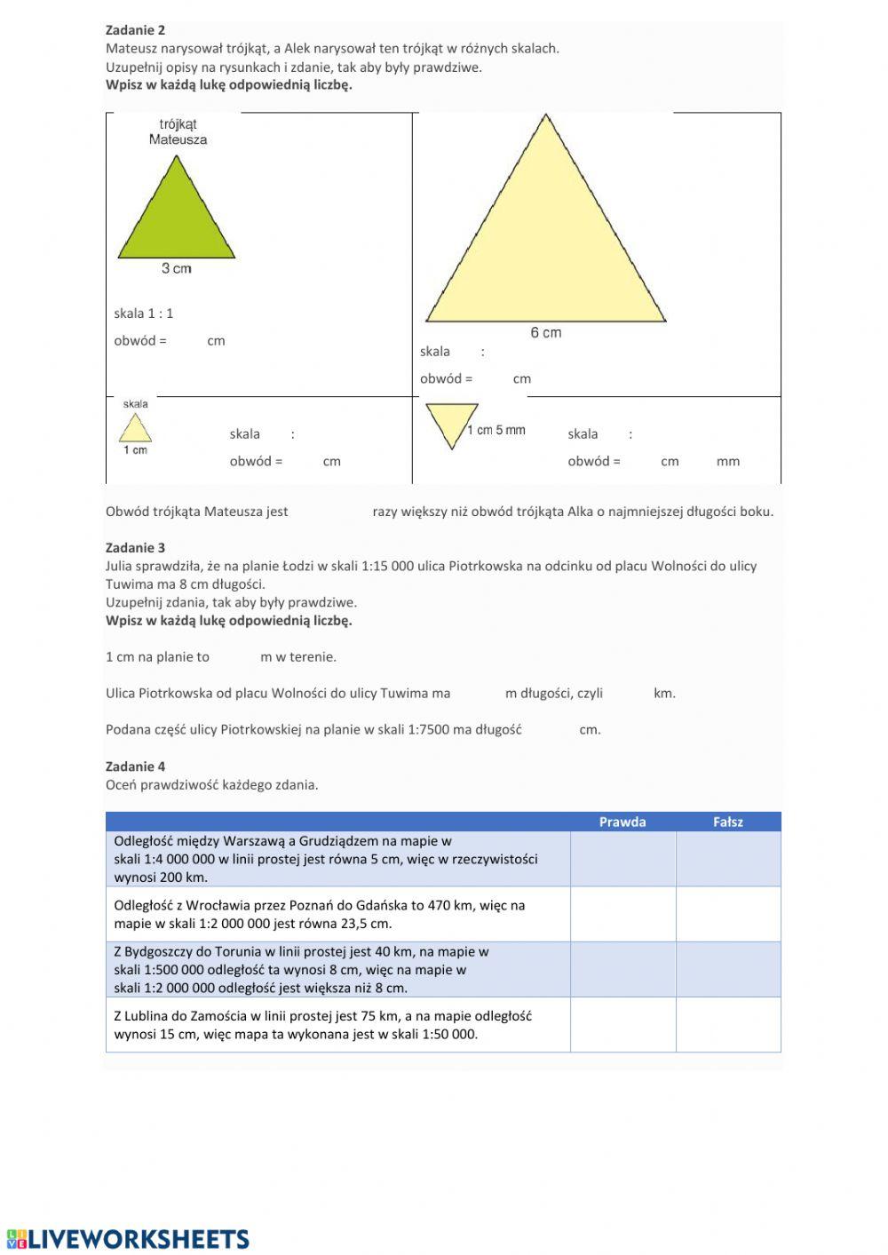 Skala na planach i mapach