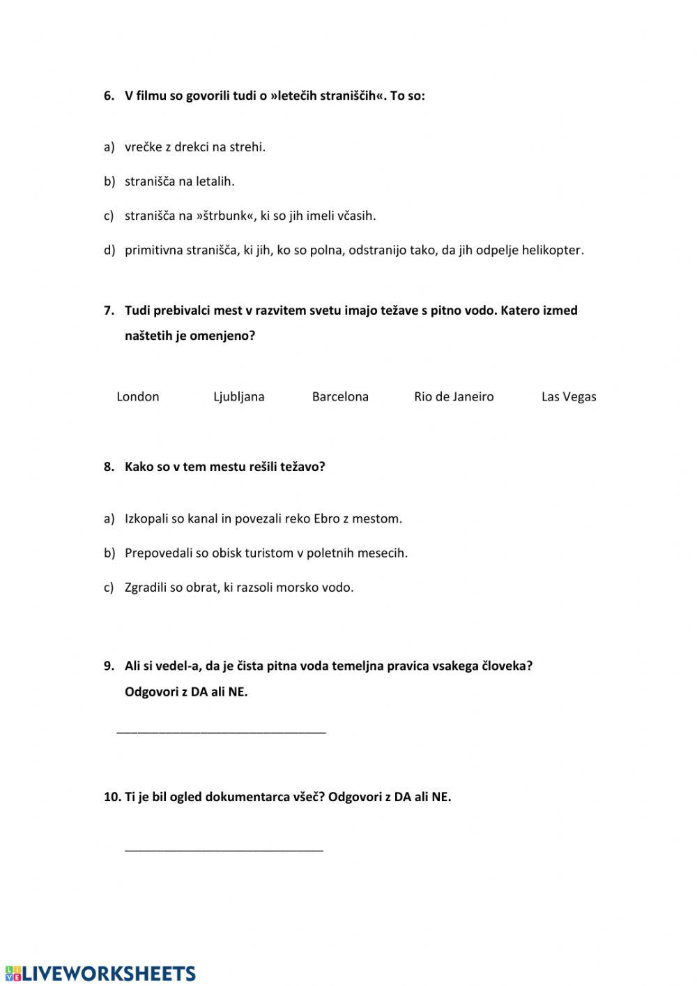 Žejni svet- dokumentarna oddaja