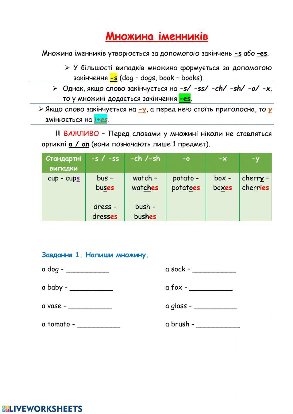 Множина - Plurals