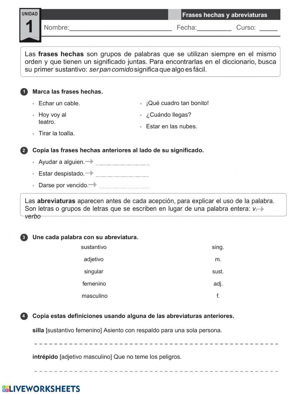 Frases hechas y abreviaturas