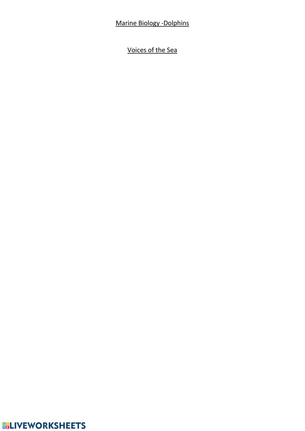 Marine Biology Dolphin Voices