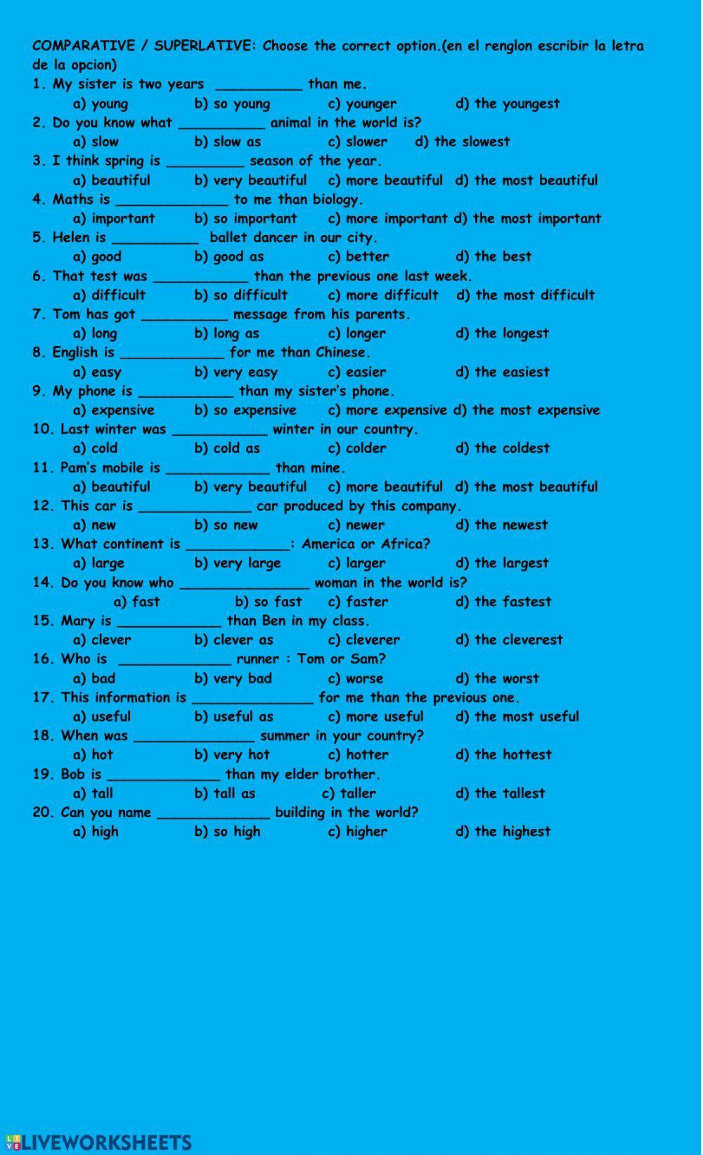 Comparatives-superlatives Comparatives-superlatives