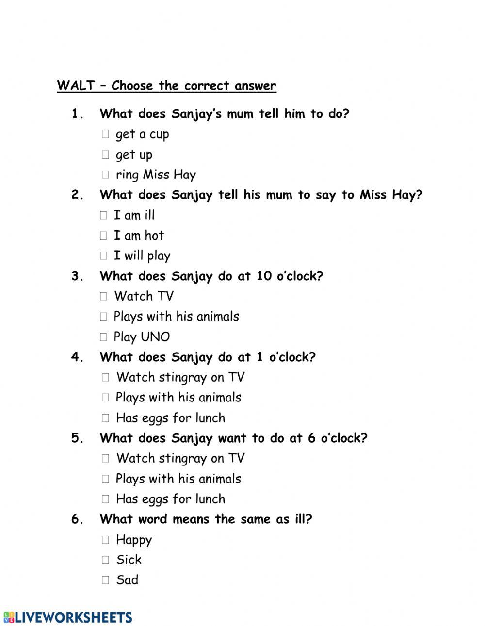 Sanjay Worksheet 3