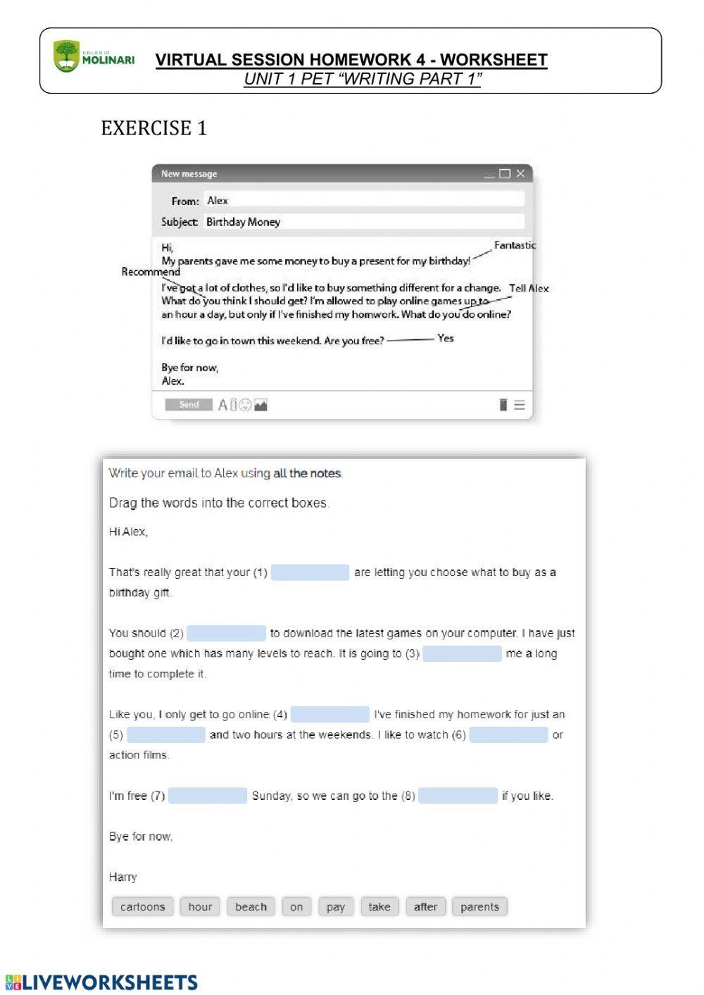 Writing part 1-  Pet exam