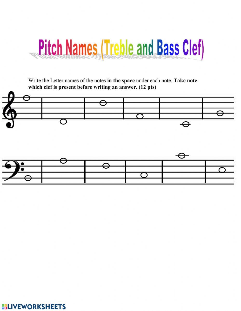 Pitch Names 2144 Solefmuse Live Worksheets