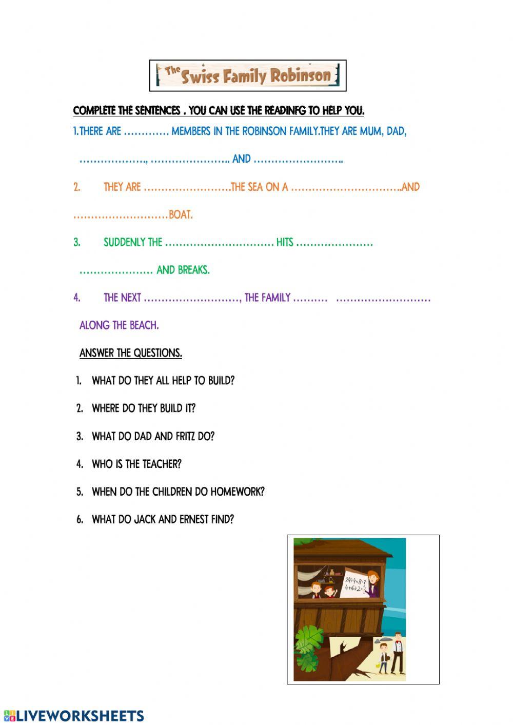 the Swiss family Robinson comprehension