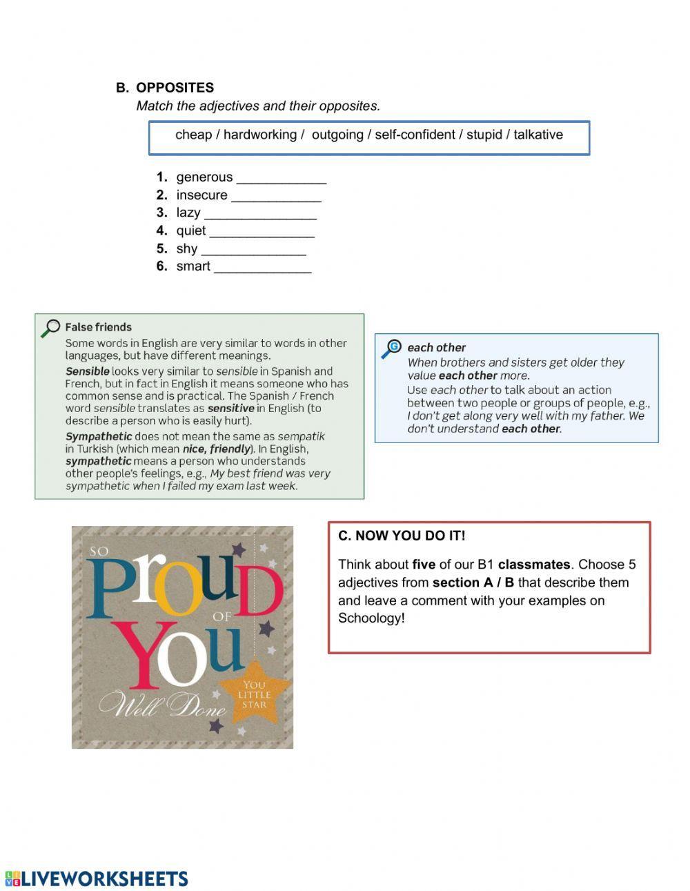 Personality Adjectives