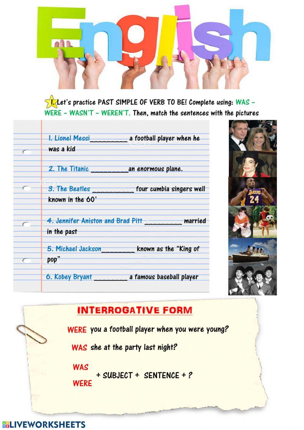 Past simple of verb to be (interrogative)