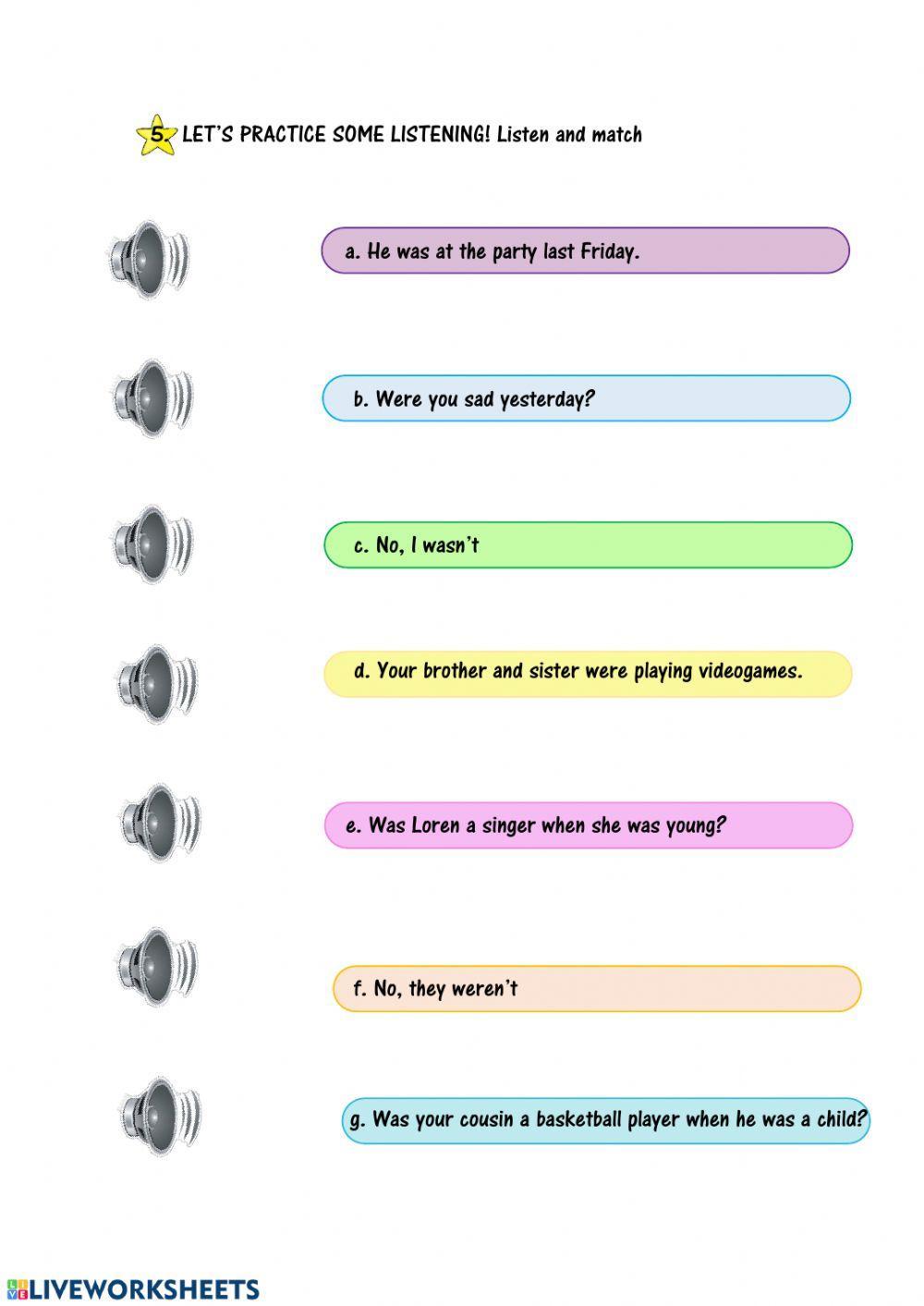 Past simple of verb to be (interrogative)