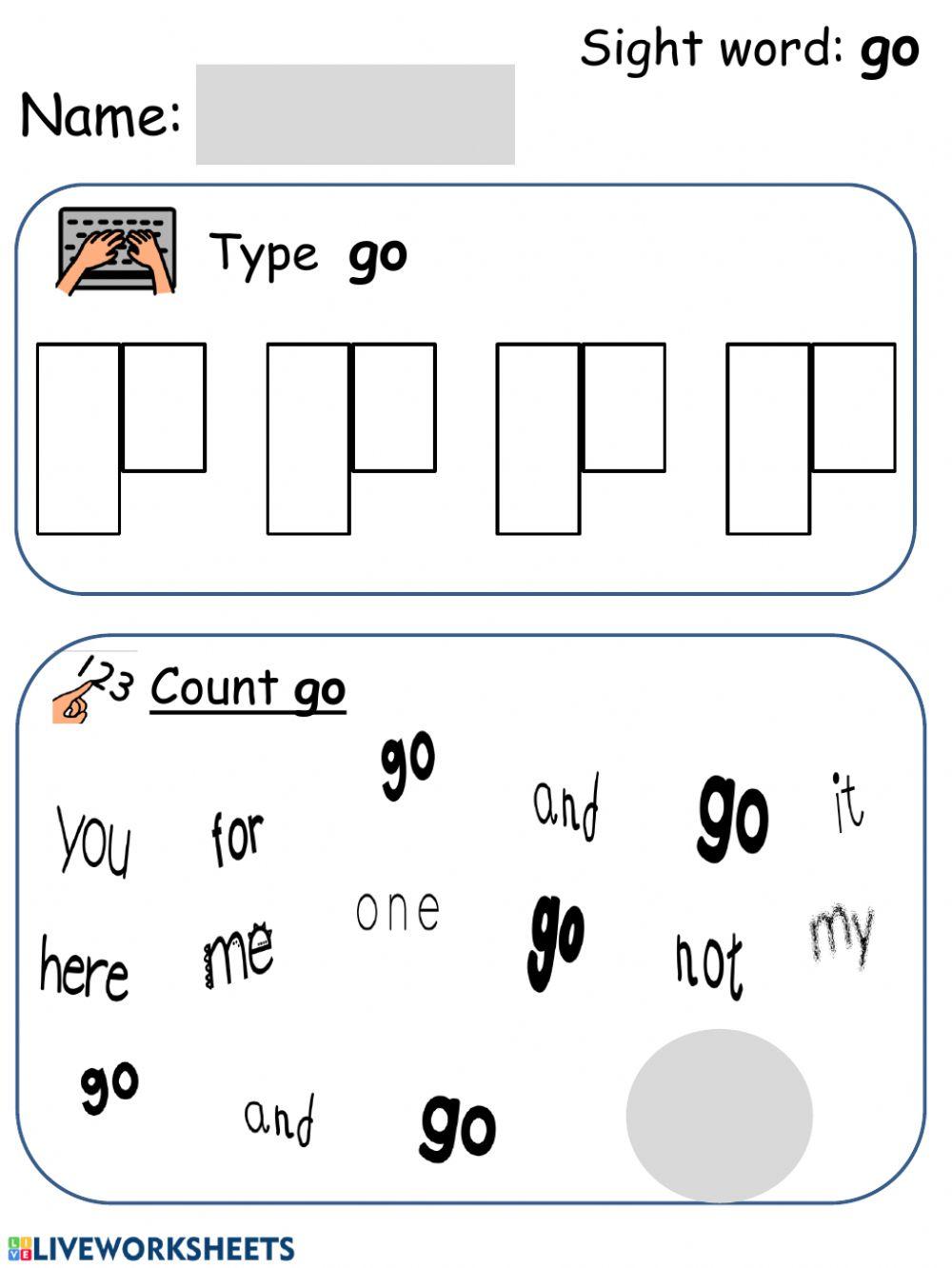 Sight Words go 5502345 ebene001 LiveWorksheets