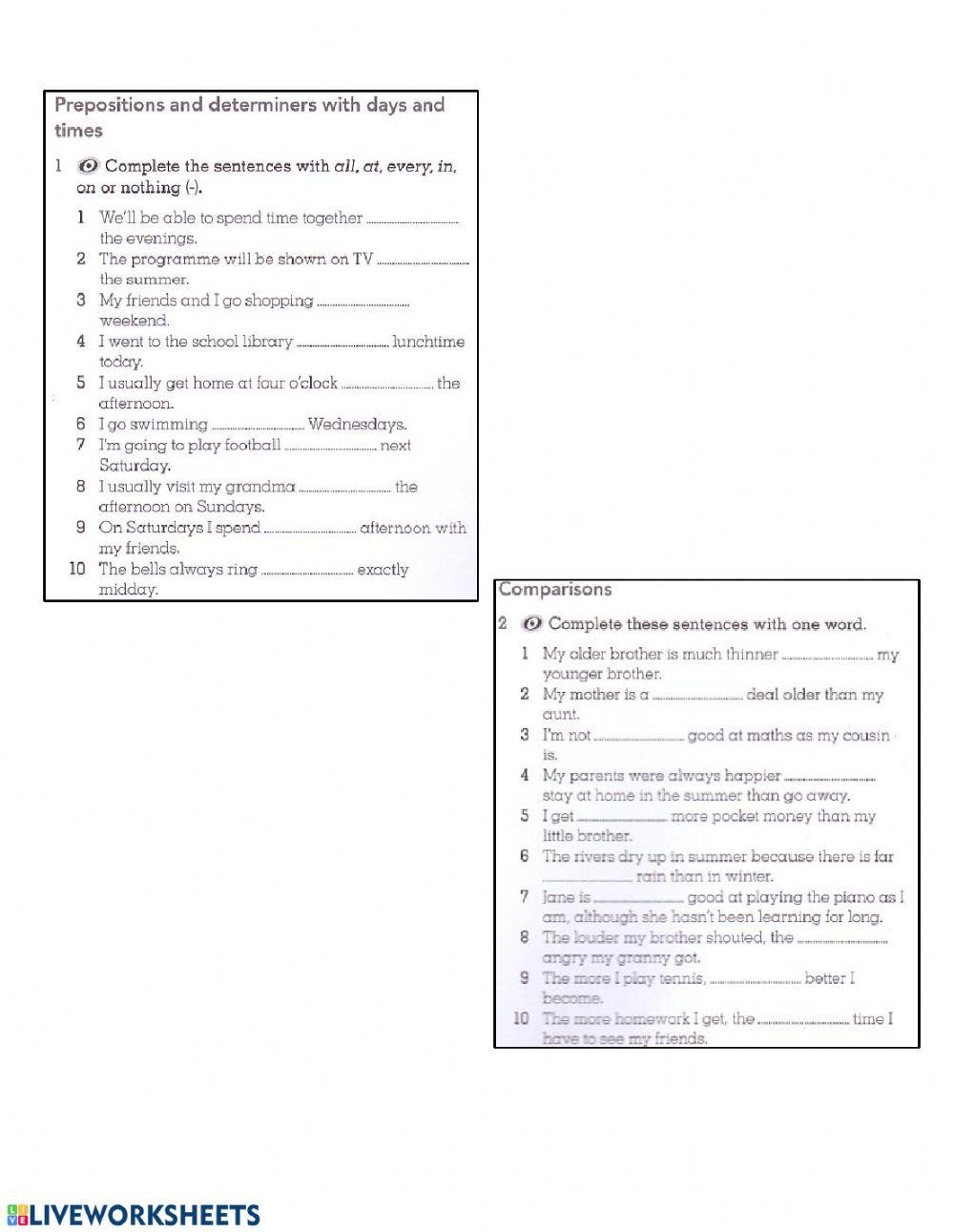 Workbook page 4 grammar and rue part 1