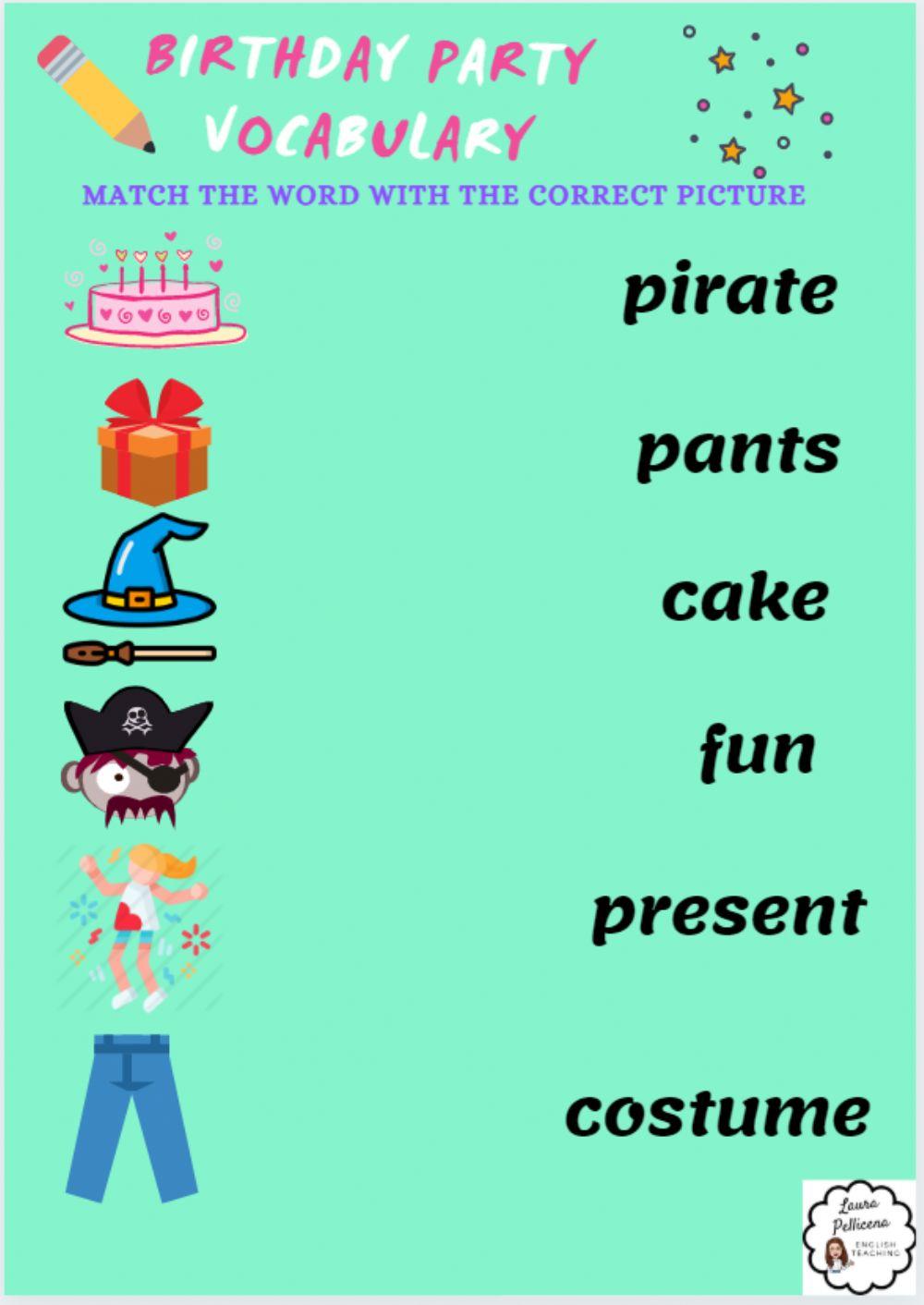 BIRTHDAY PARTY VOCABULARY Online Exercise For Live Worksheets BIRTHDAY PARTY VOCABULARY Online Exercise For Live Worksheets