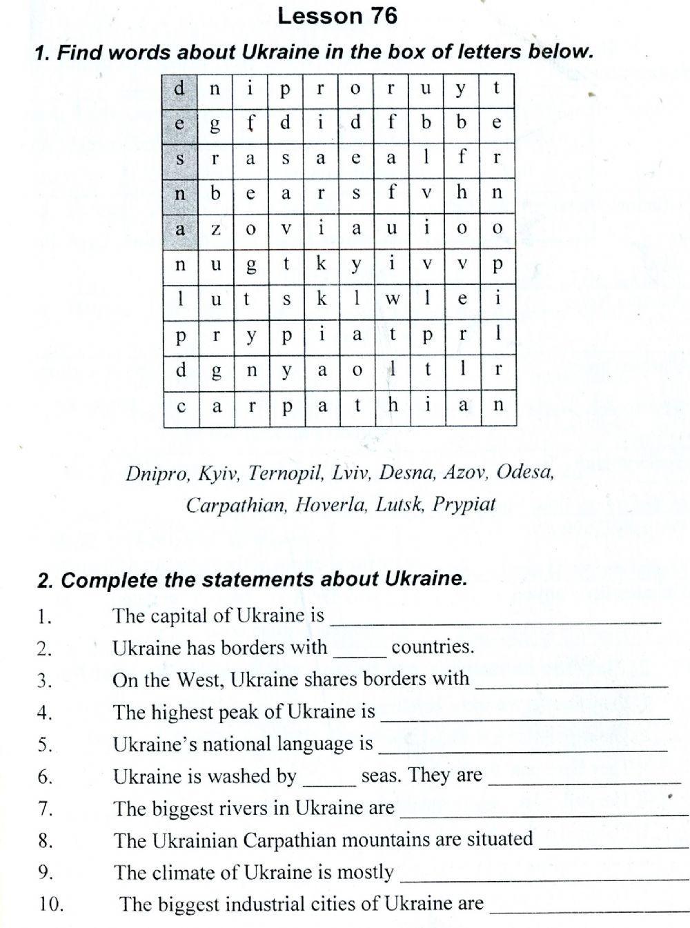 Geographical position of Ukraine