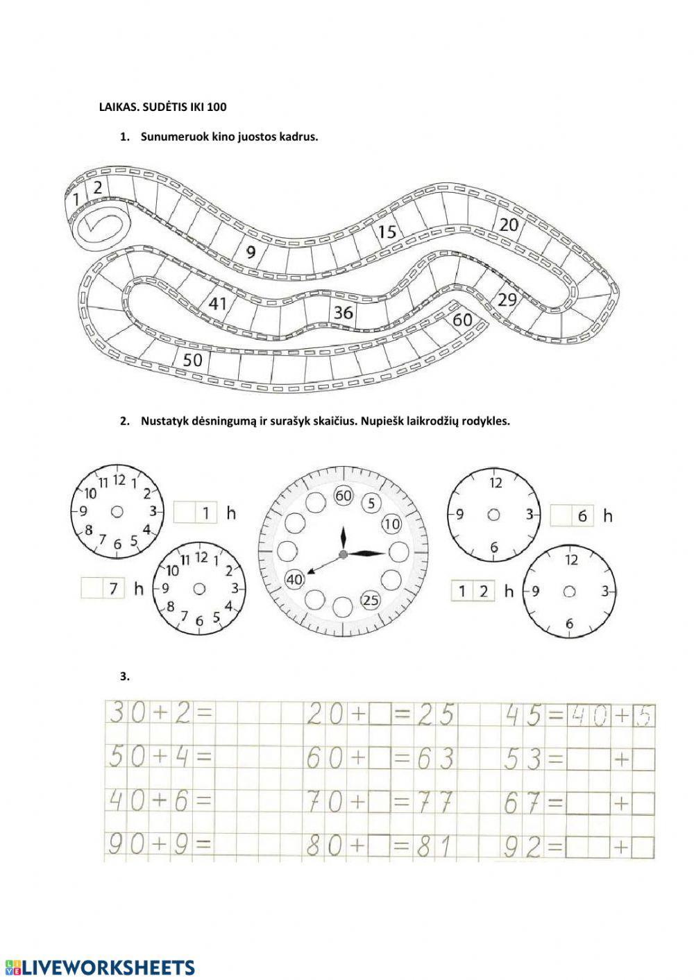 Laikas. Sudėtis iki 100