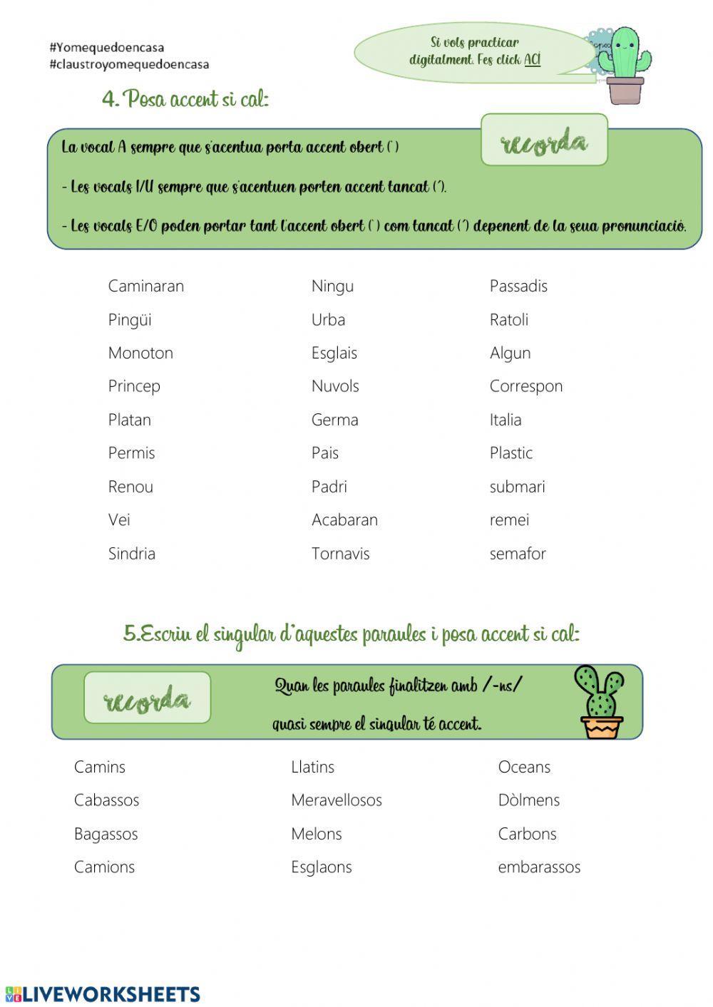 Acentuació CASTELLANO-VALENCIANO