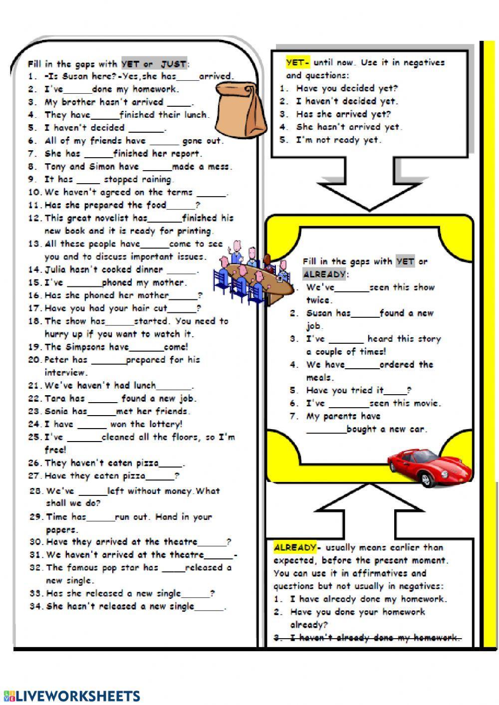 Yet, already and Just