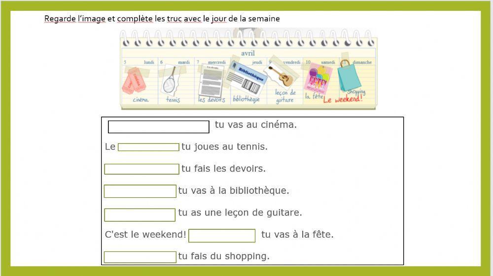 Les jours de la semaine