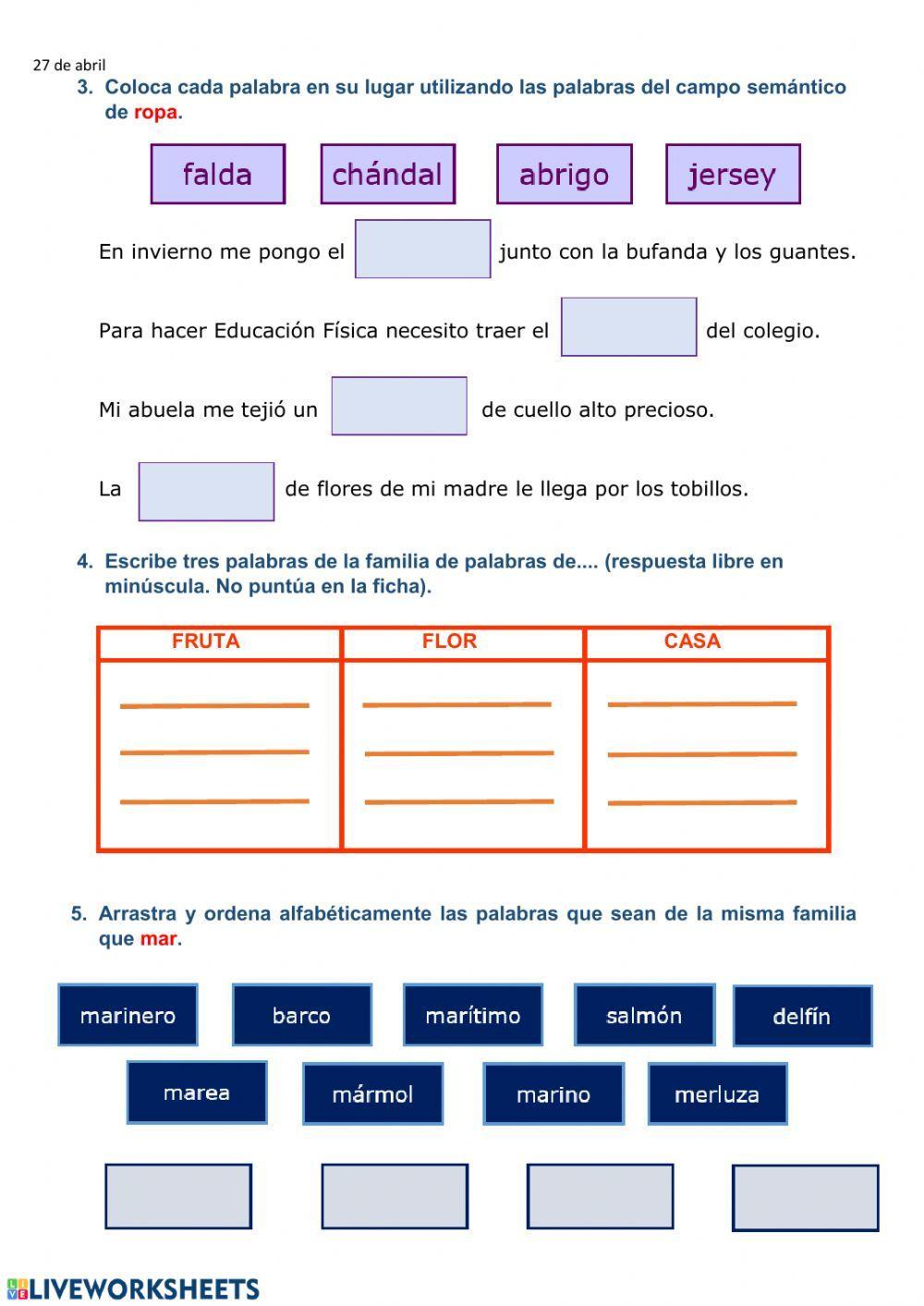 Campo semántico-familia de palabras Campo semántico-familia de palabras