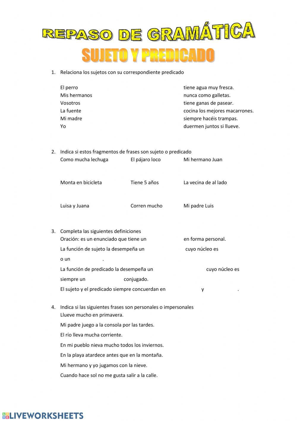 Sujeto y predicado