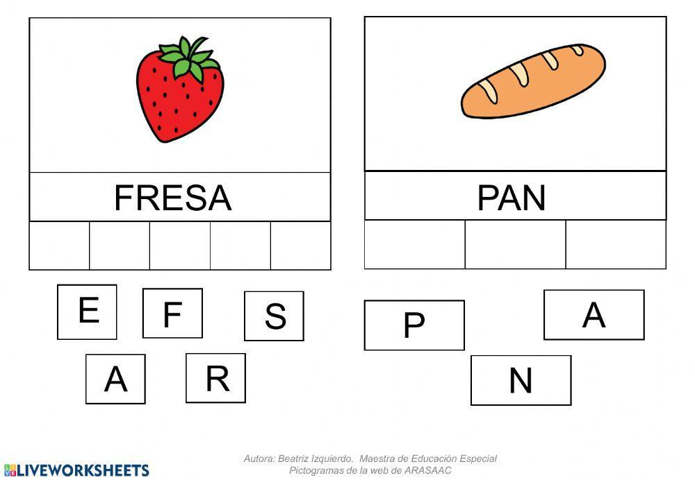 Forma palabras-alimentos