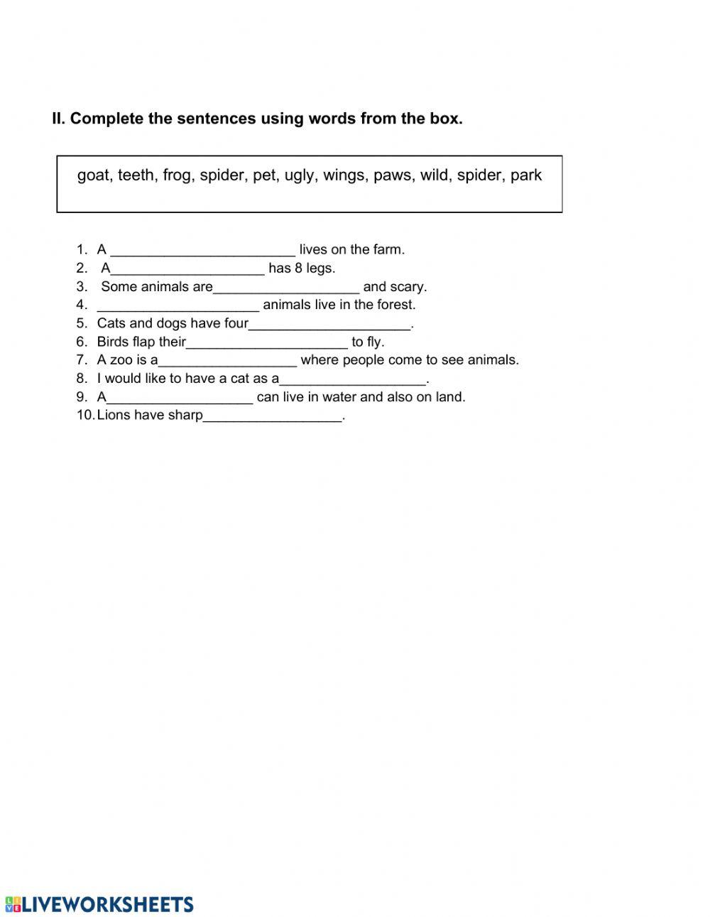 Our World unit 3 Wild animals