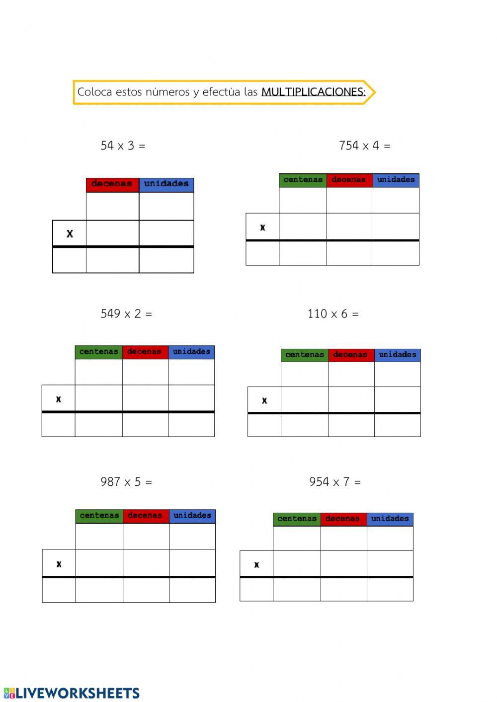Sumas, restas y multiplicaciones
