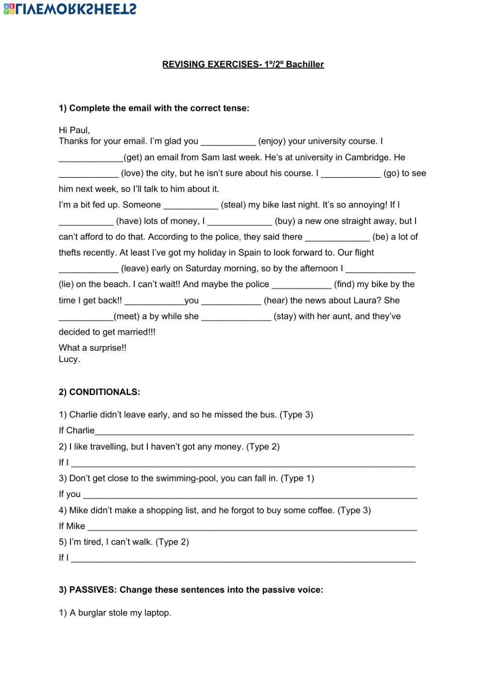 Revise exercises 2º Bachiller