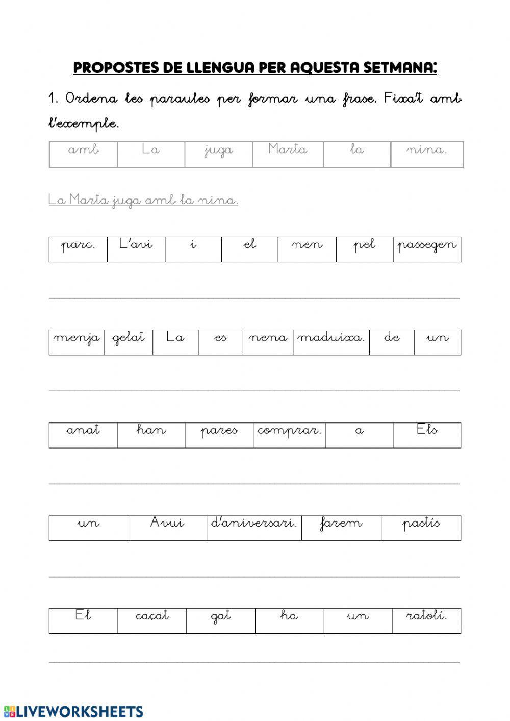 Ordenar les paraules