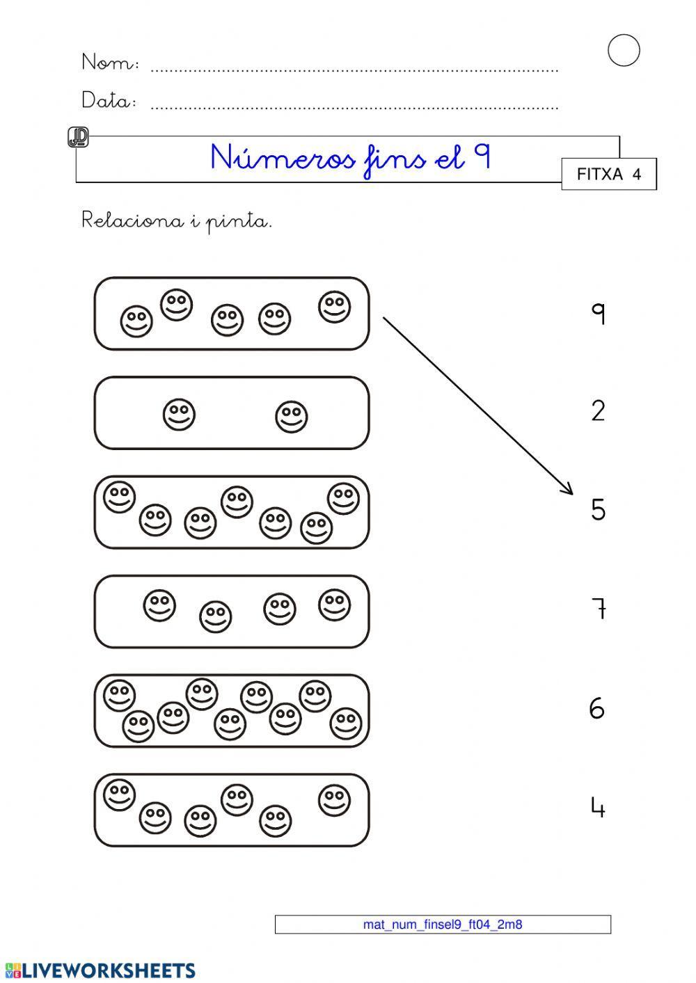 Relaciona quantitat i nombre