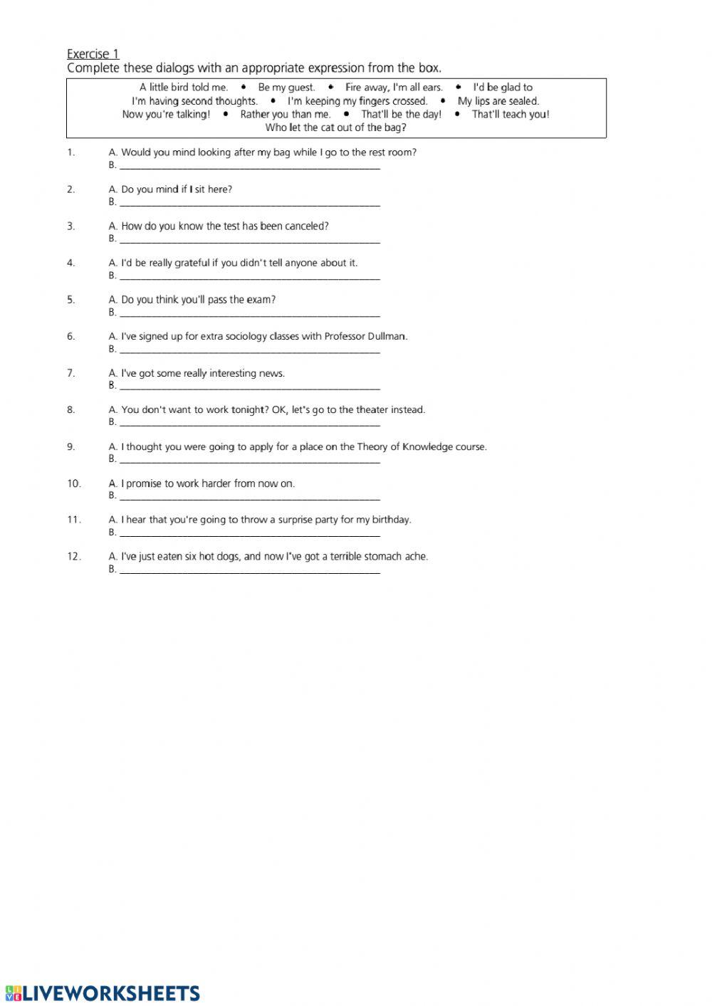 Idioms and colloquialisms TOEFL