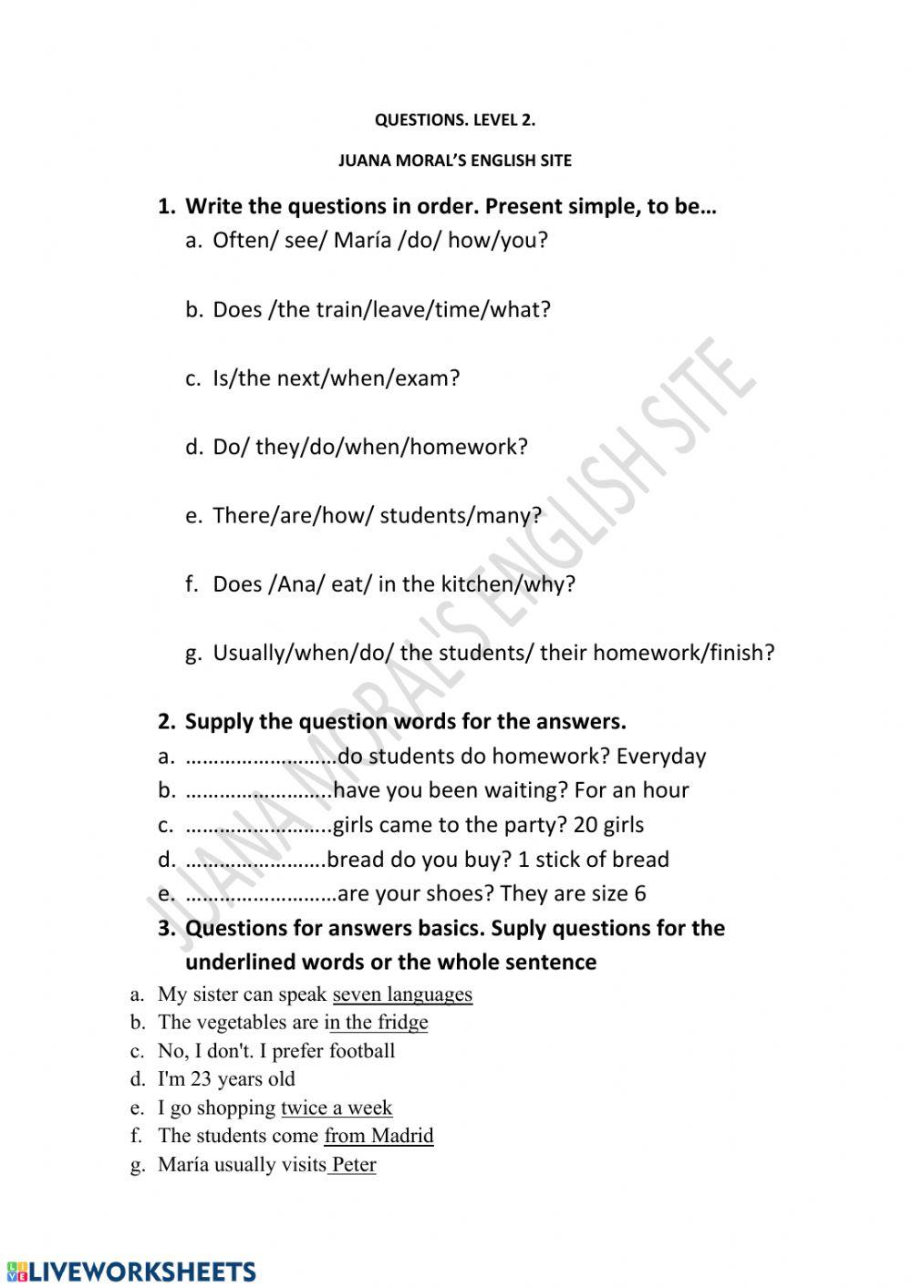 Questions in english