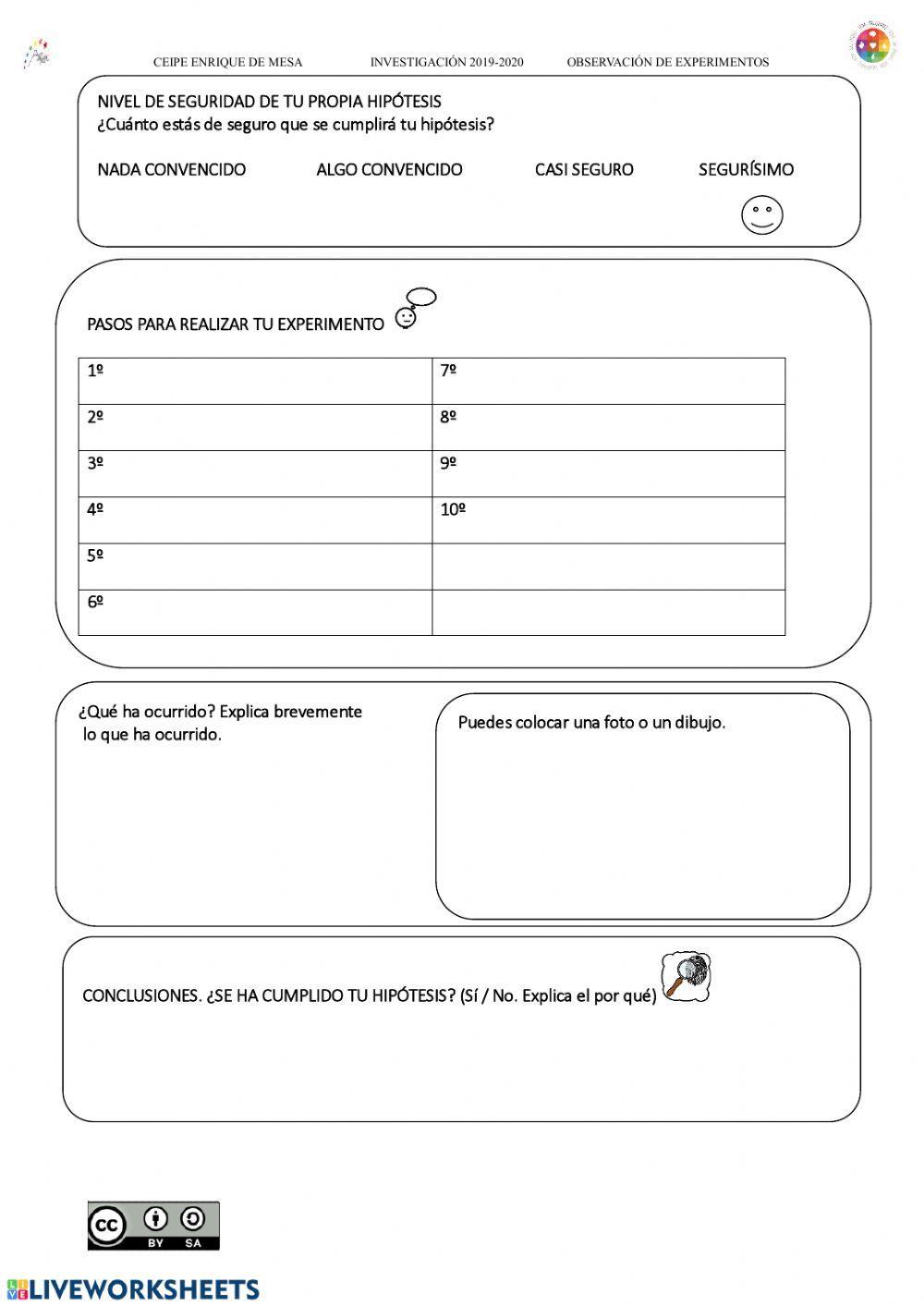 Ficha observación experiementos