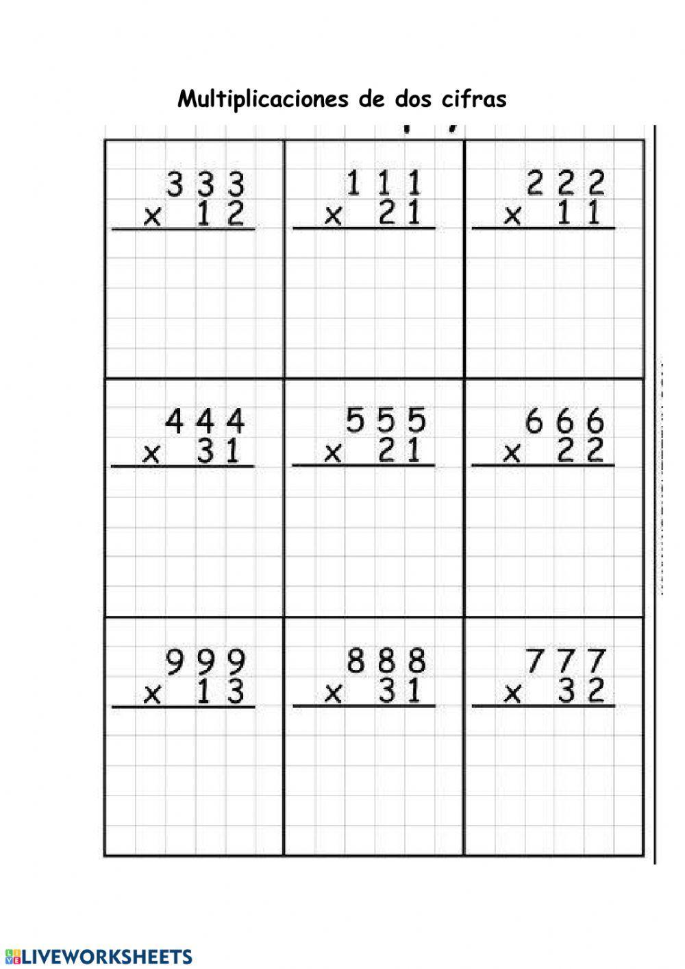Multiplicaciones de dos cifras