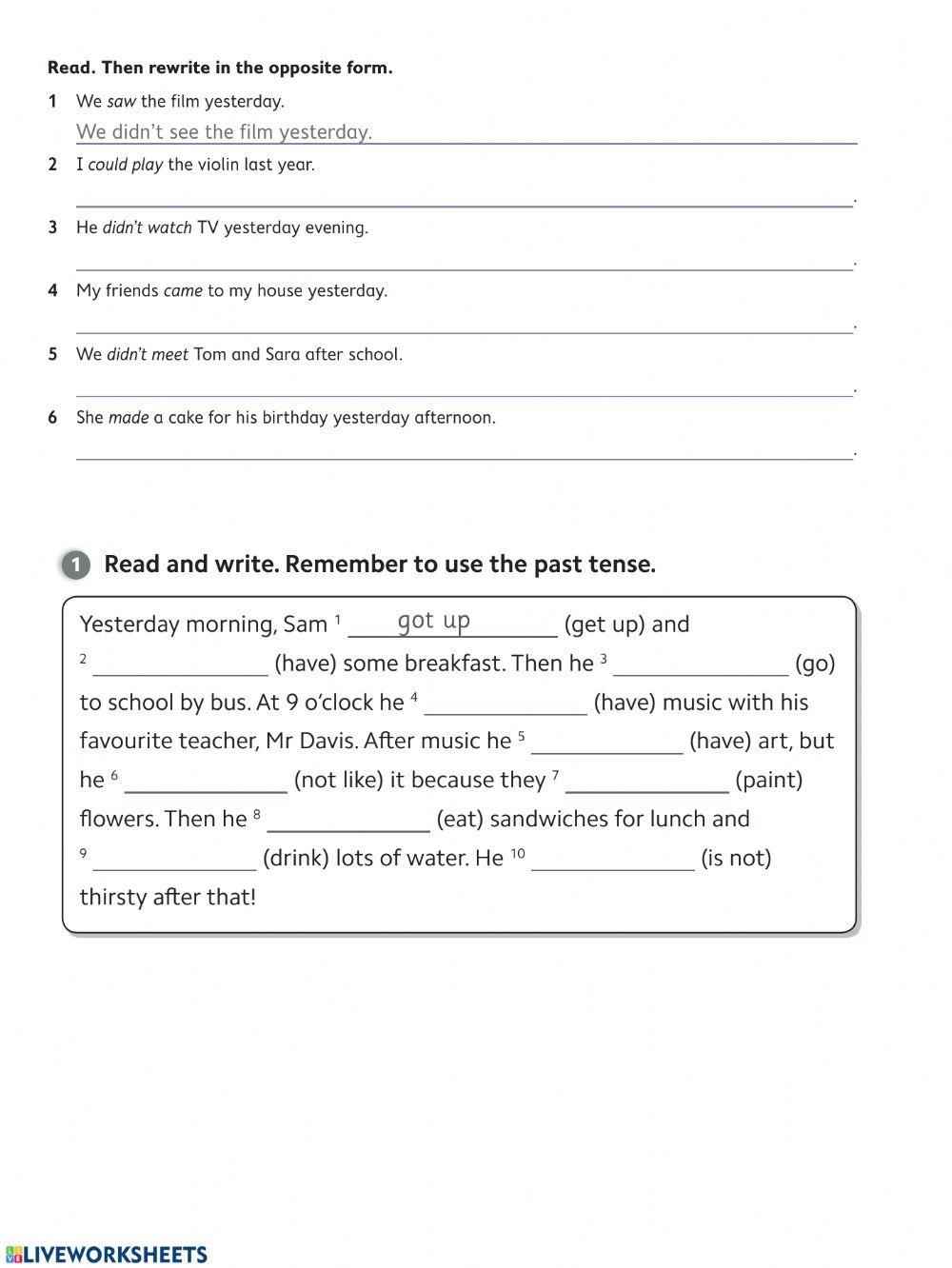 Past simple 5º tercera ficha