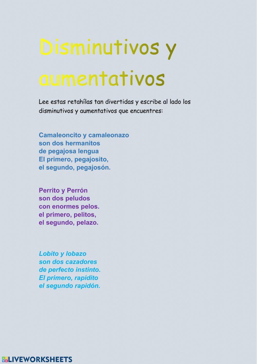 Disminutivos y aumentativos