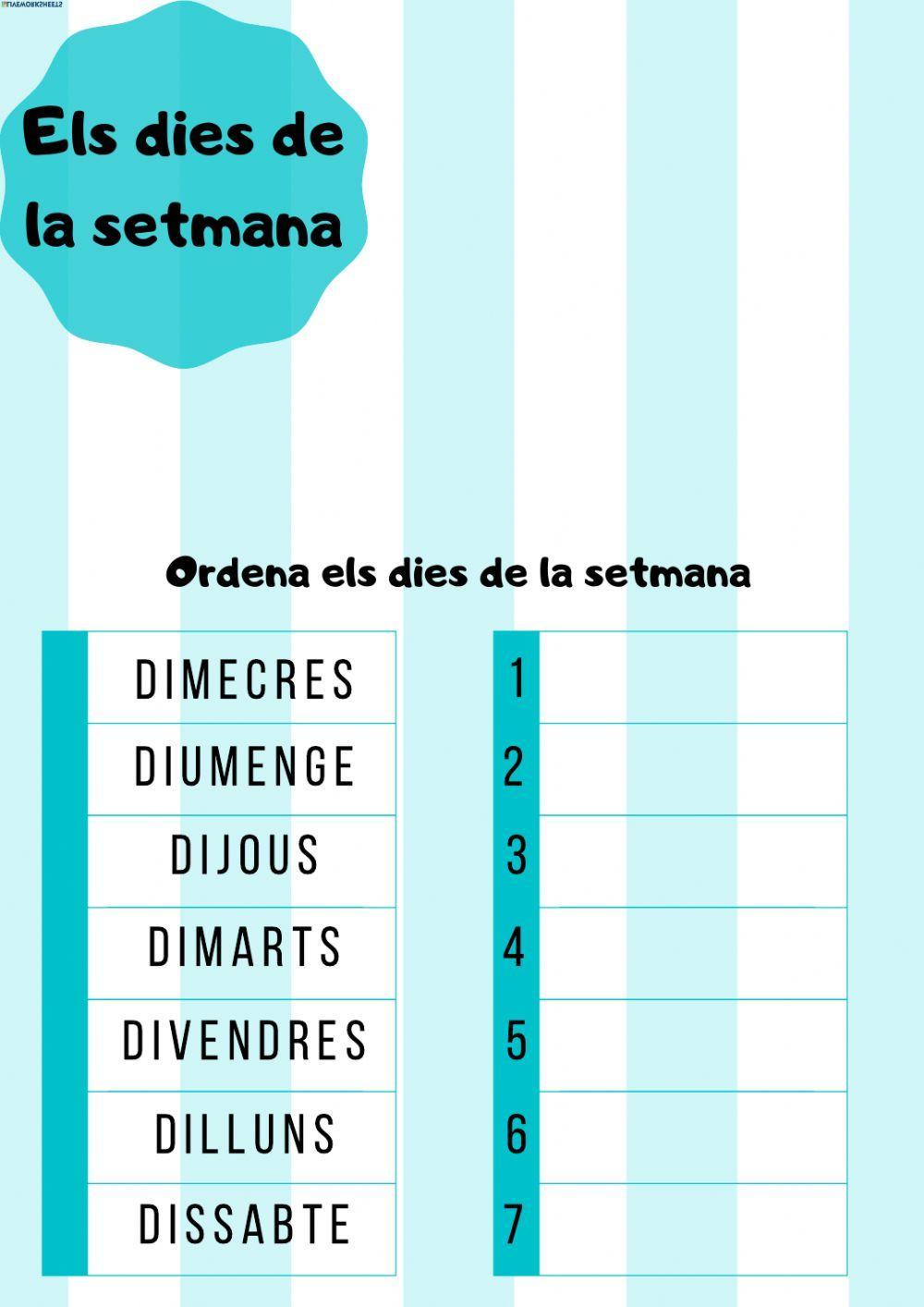 Els dies de la setmana