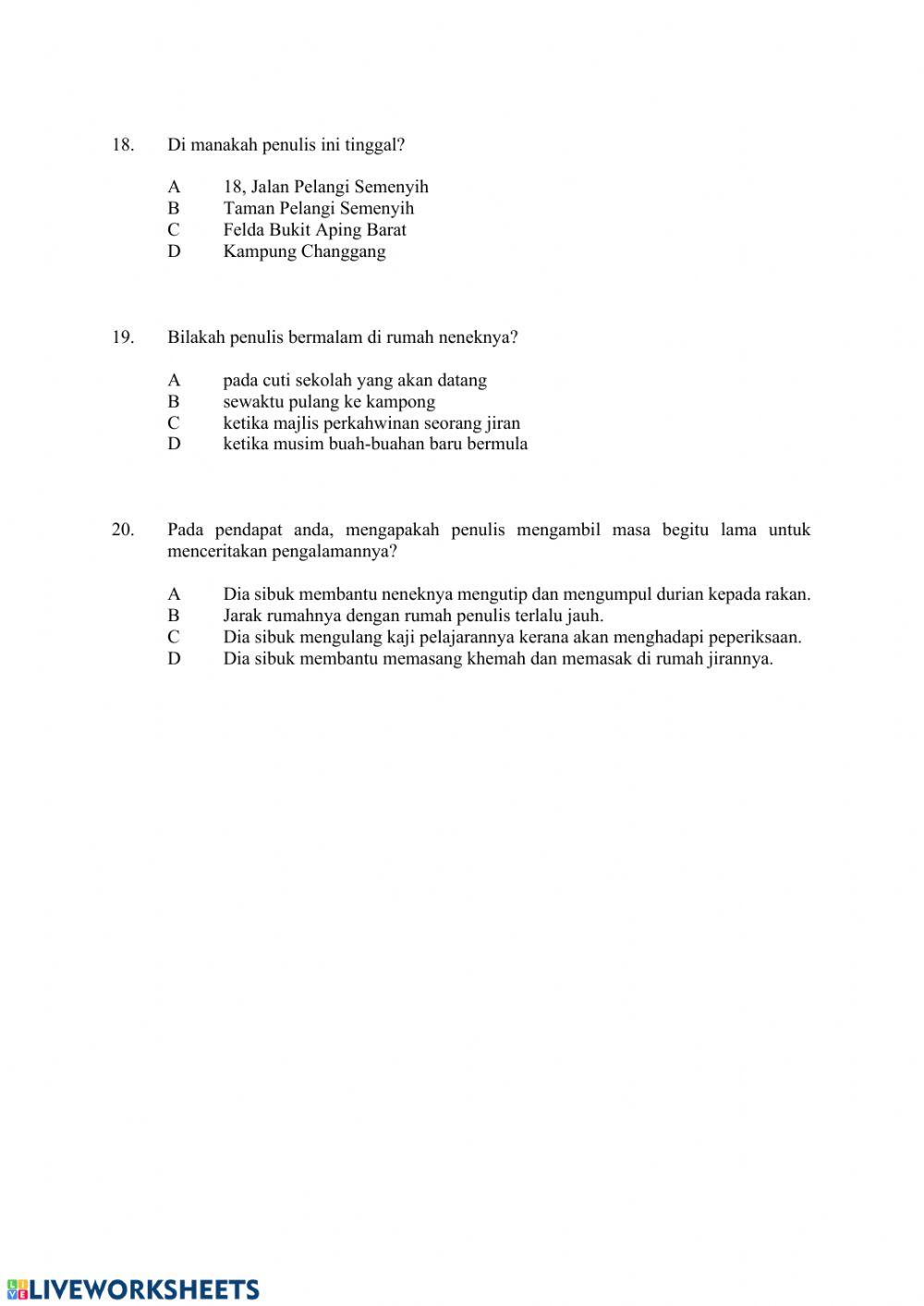 Set Soalan Bahagian A