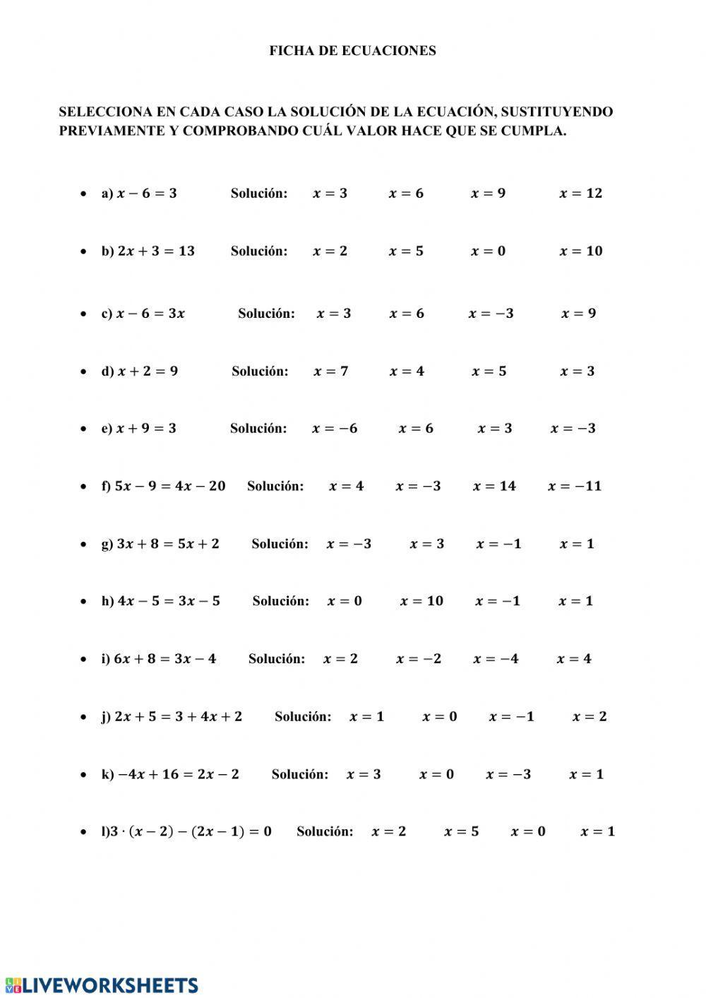 Ecuaciones de primer grado