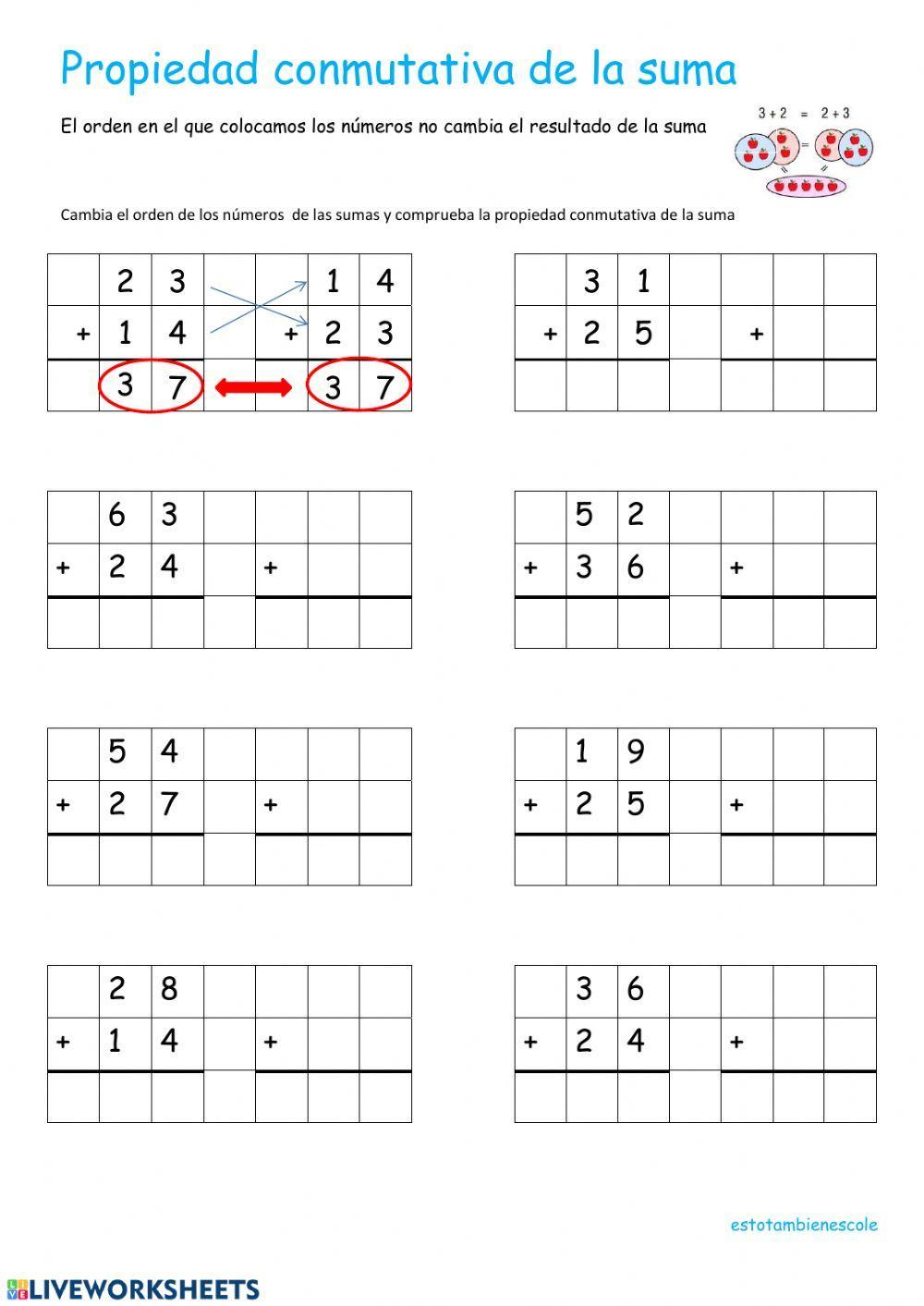 Propiedad conmutativa de la suma