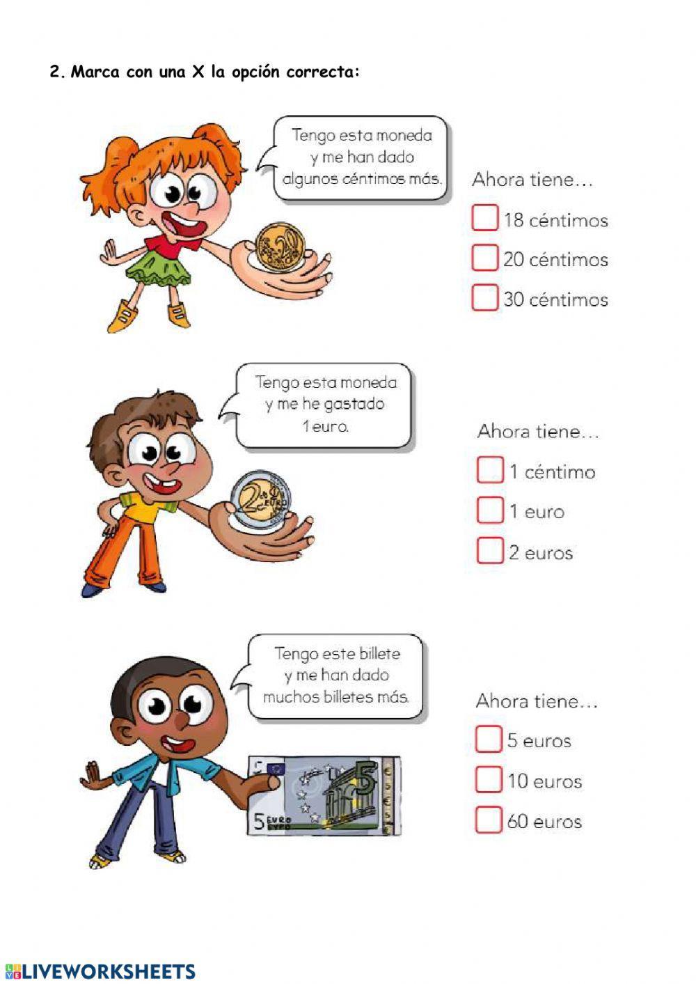 Monedas de euro y billetes