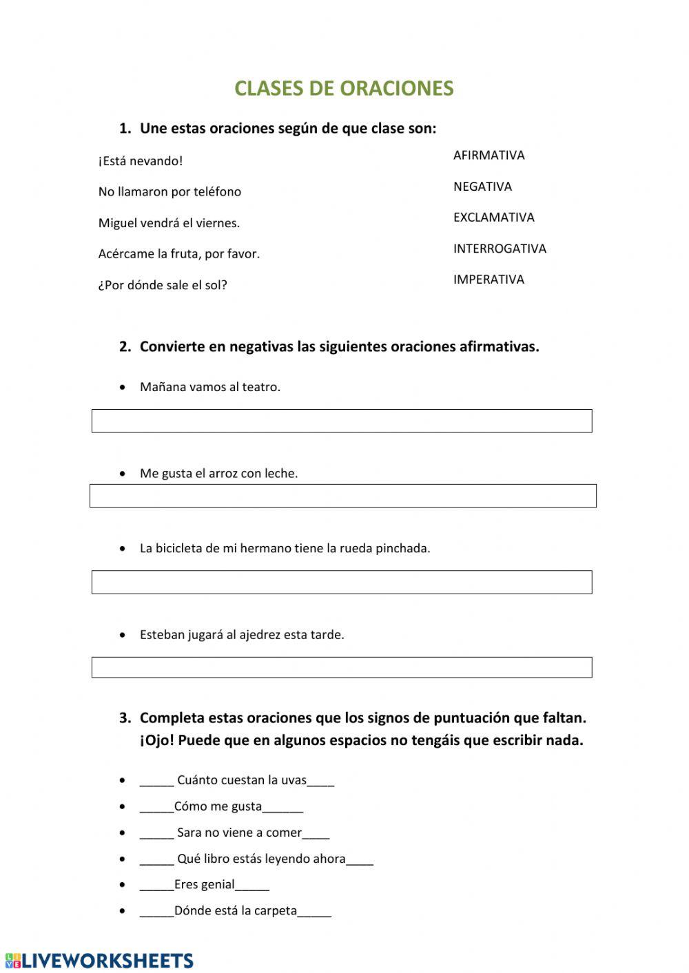 Clases de oraciones