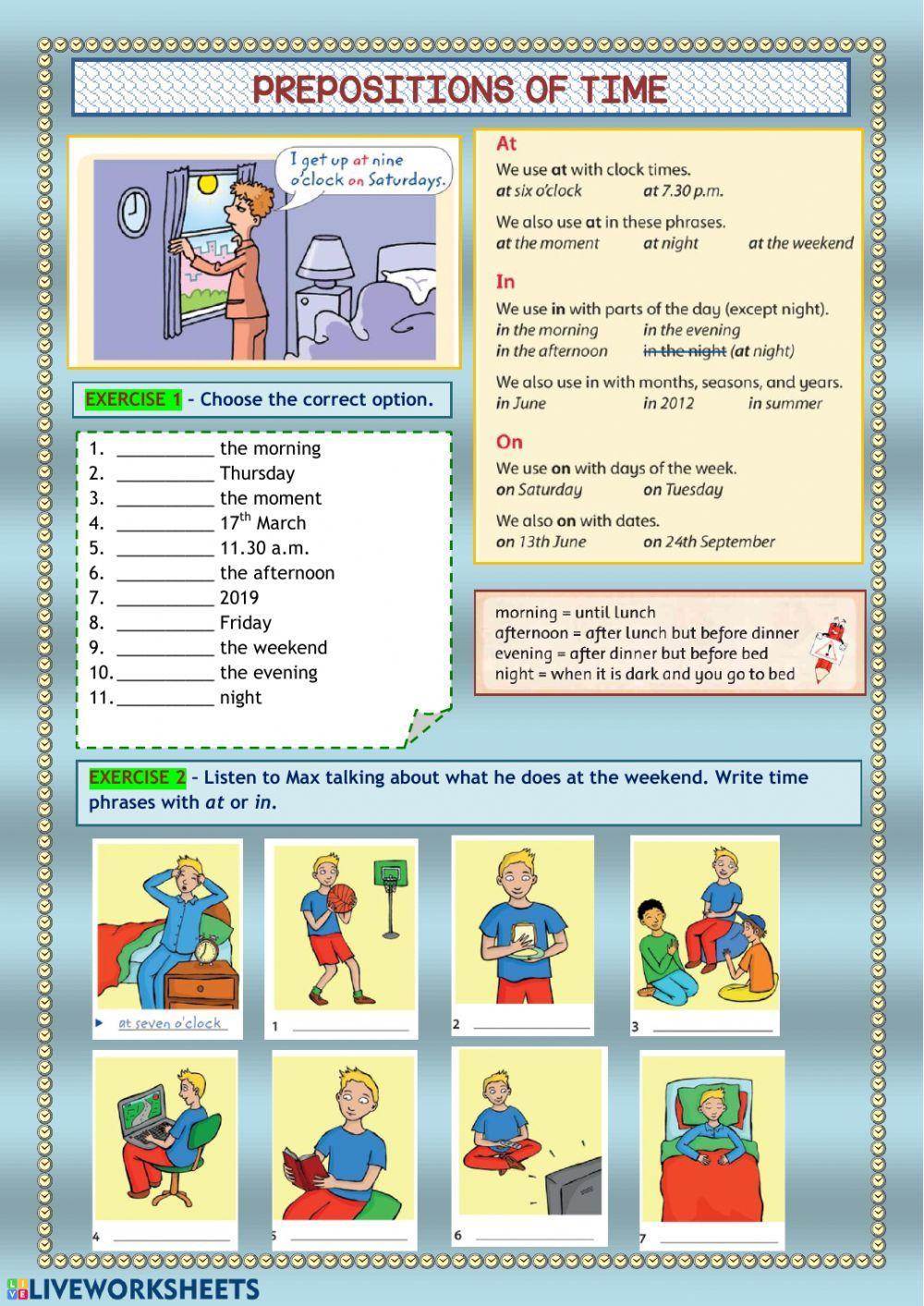 Prepositions of Time Prepositions of Time