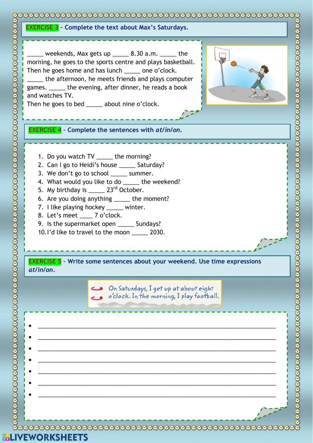 Prepositions of Time Prepositions of Time
