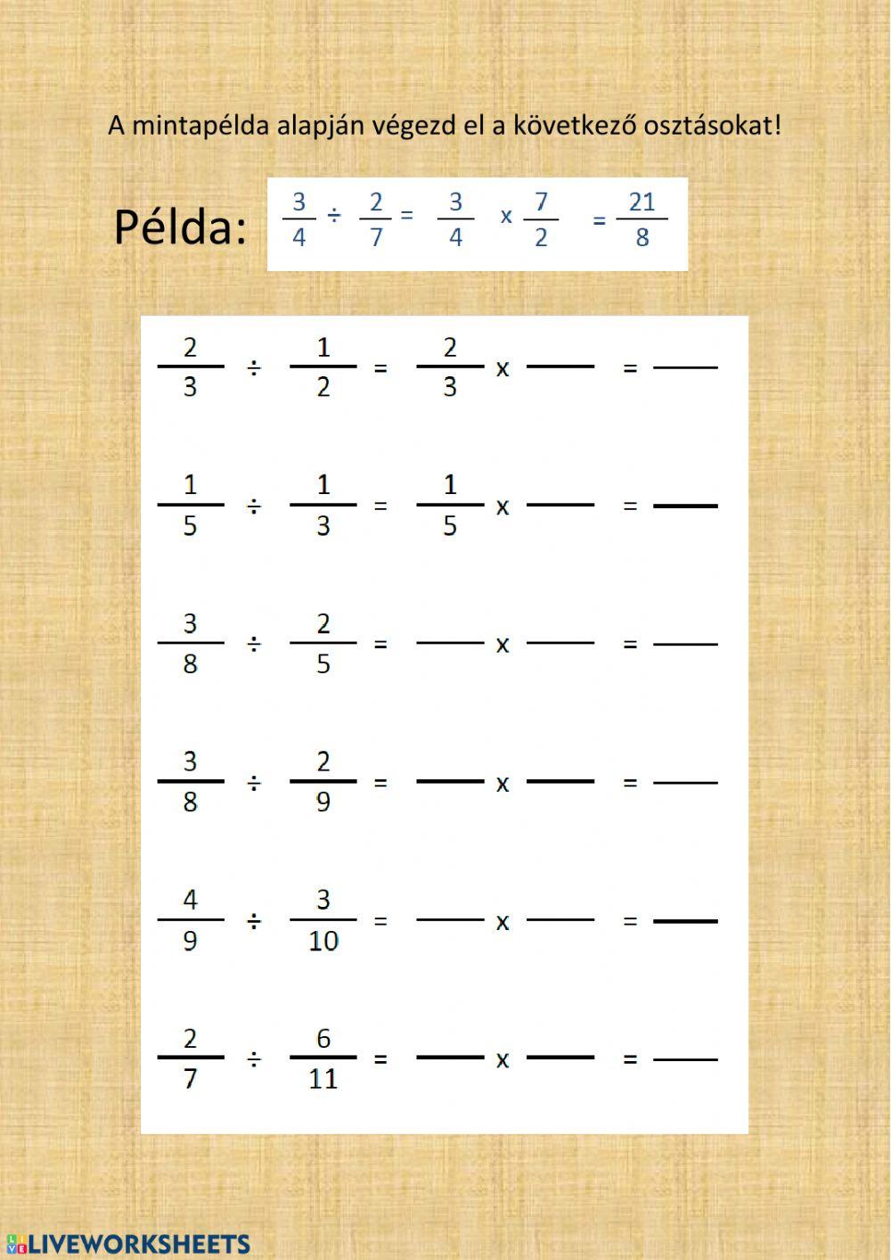 Tört osztása törttel