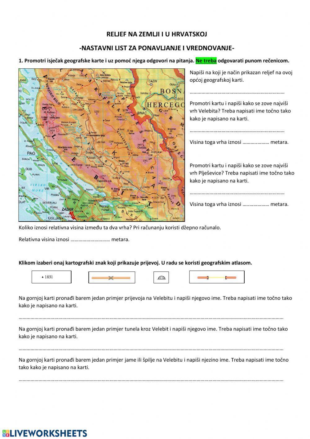 Reljef na zemlji i u hrvatskoj