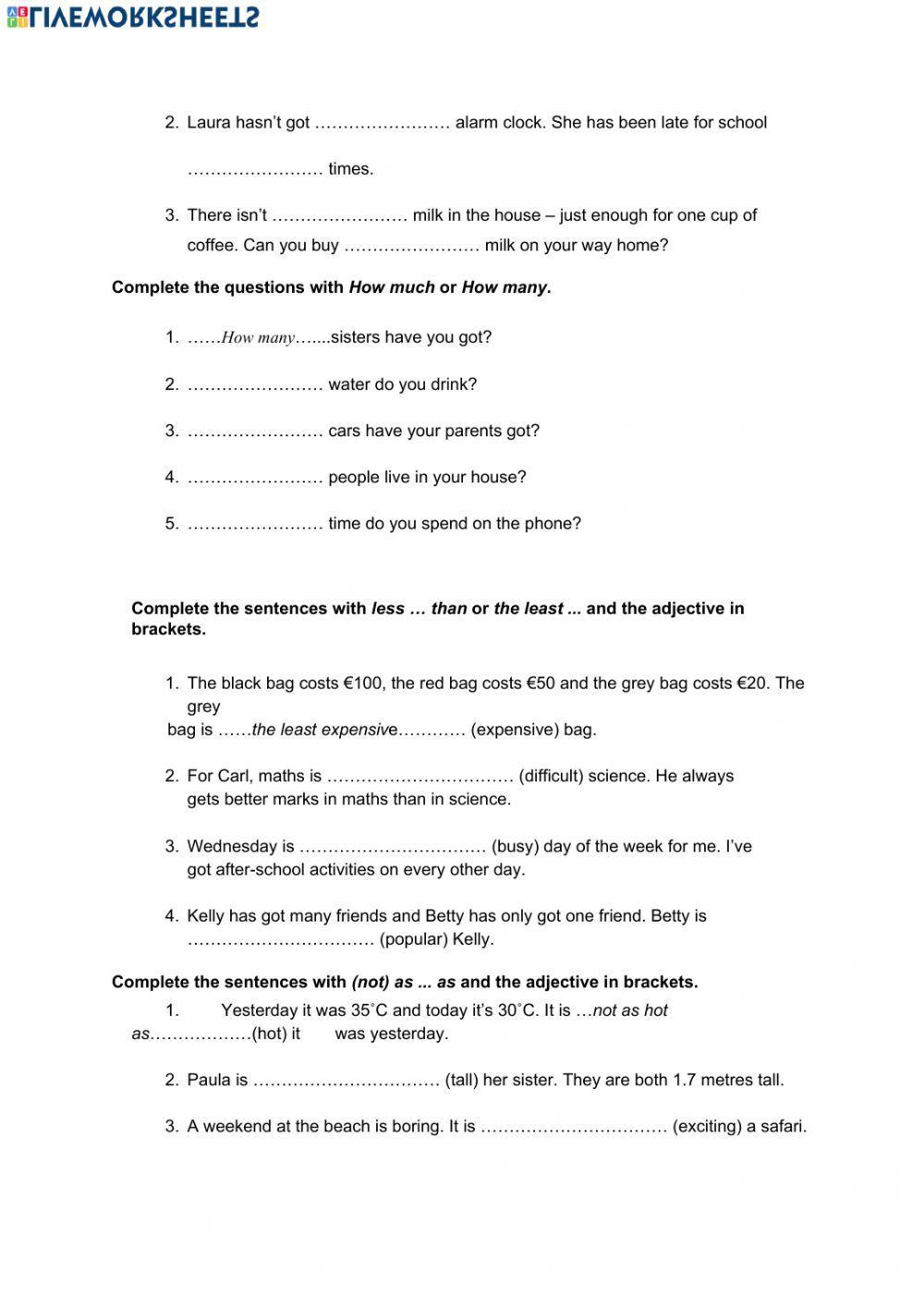 Revising exercises 2º ESO