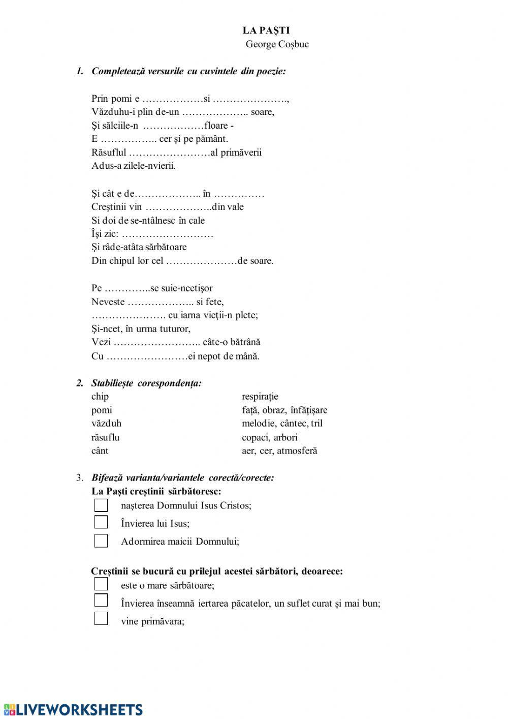 La Paști - George Coșbuc