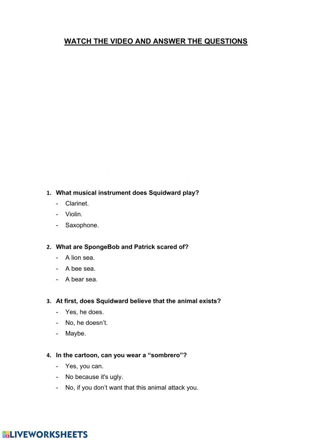 SpongeBob comprehension 3r