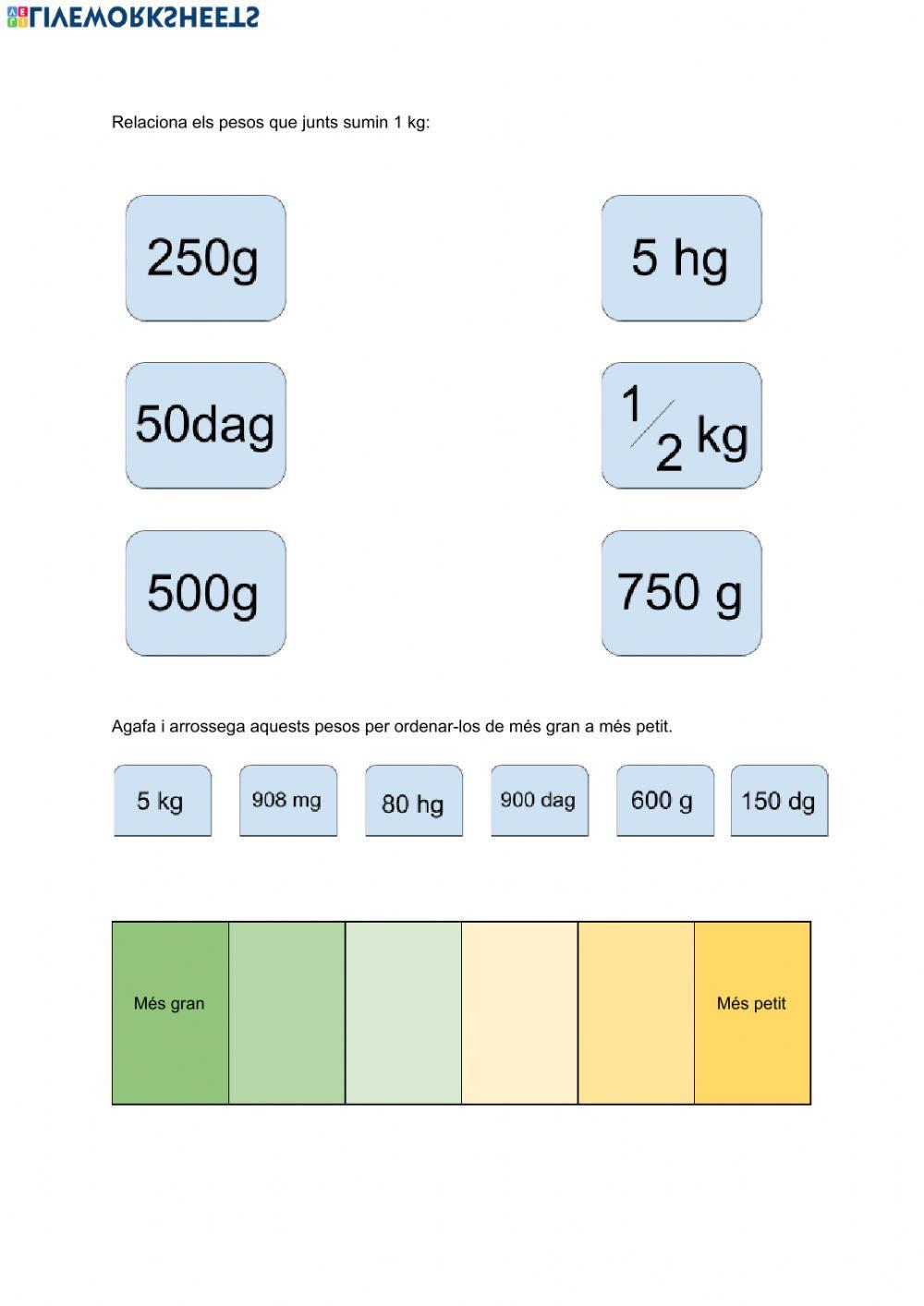 Treball canvi d'unitats de massa