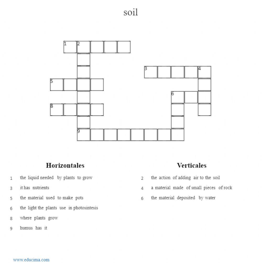 Soil crossword worksheet Live Worksheets